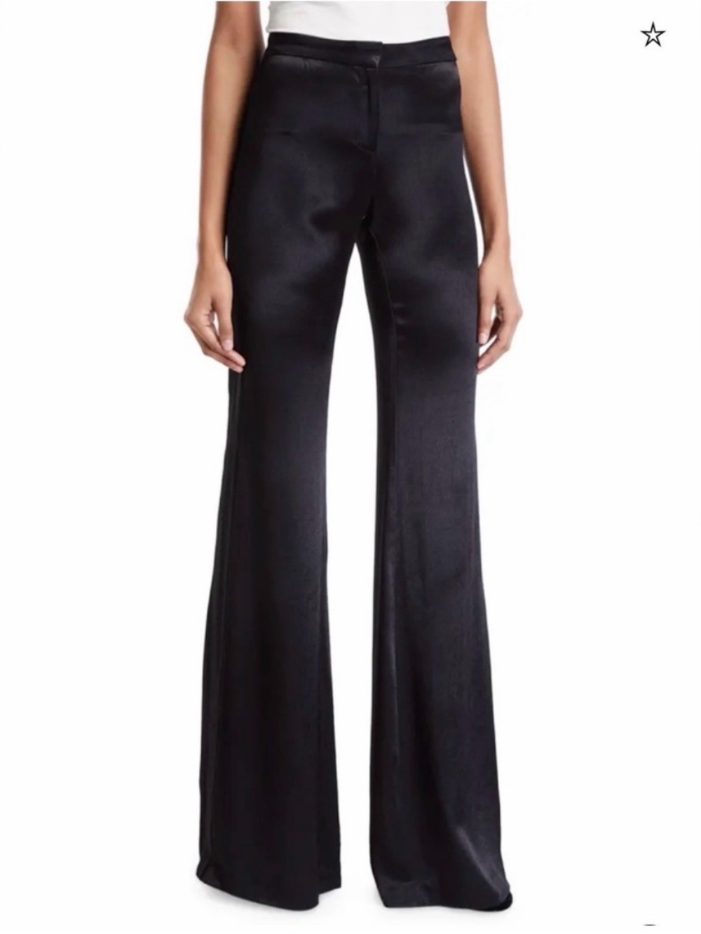 Alexis Orsola Satin Flare Pants Women's XS Black High‎ Rise Wide Leg